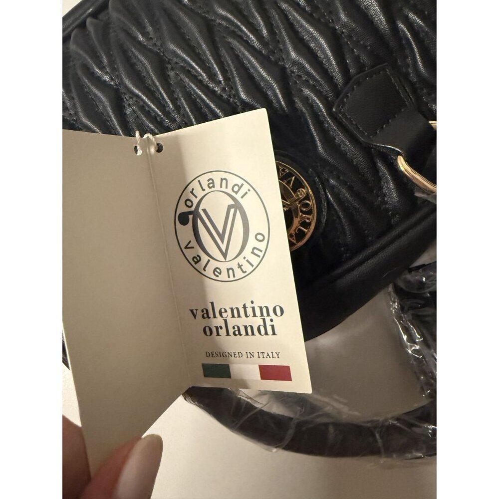 Valentino Orlandi Black Quilted Leather Zip Crossbody Purse NWT $199 [jb] - Picture 13 of 14